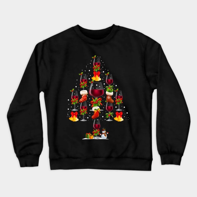 Wine Christmas Tree Crewneck Sweatshirt by Skylane